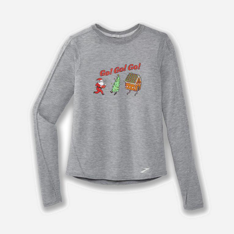 Brooks Run Merry Shirt Långärmad Löpartröja Dam 946520-EVJ Grå